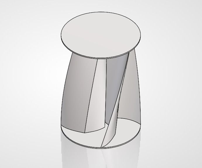Line drawing of the inner rotor in perspective, twisted vanes forming a drum.