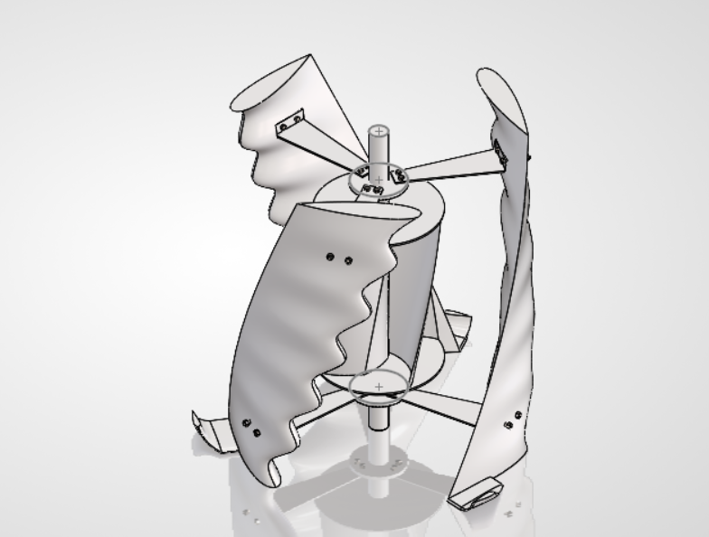 Line drawing of both rotors mounted concentrically on a single shaft, seen at an angle.