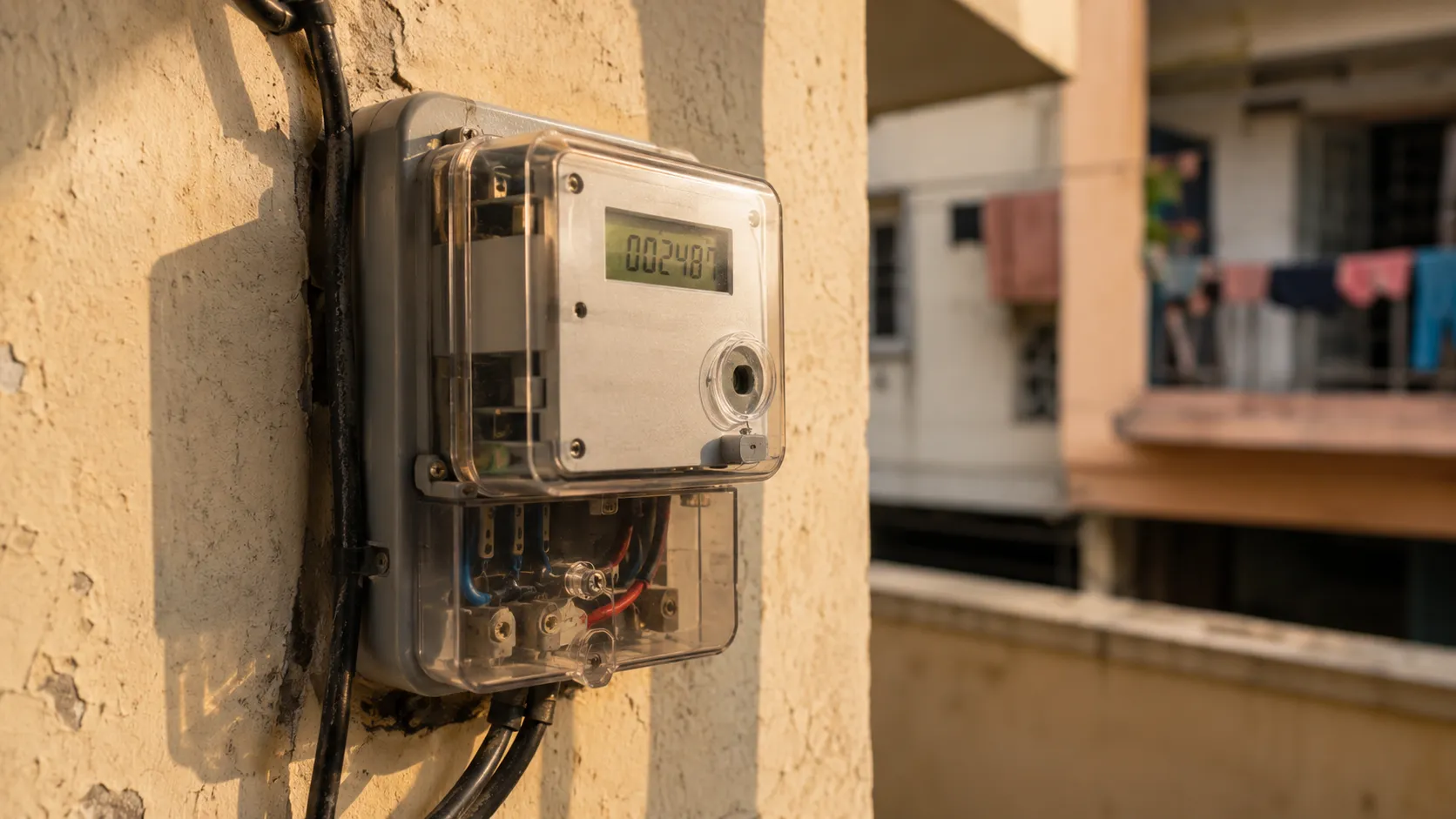 Close-up of the electricity meter that records the units a GIVARA ONE wind machine generates.