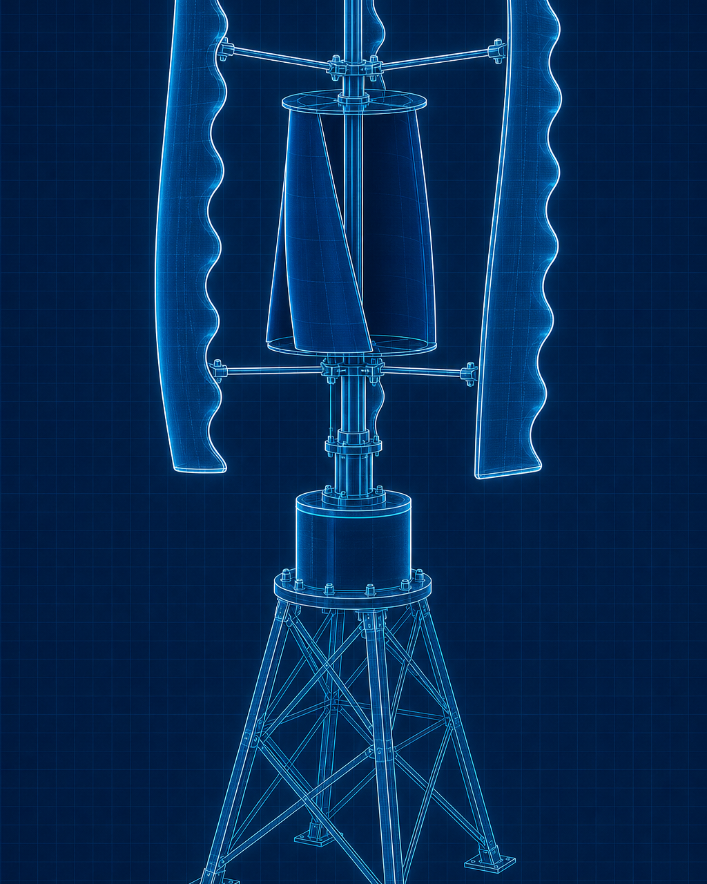 GIVARA ONE architecture blueprint showing the lift-driven outer rotor around the drag-driven inner rotor on a shared vertical axis