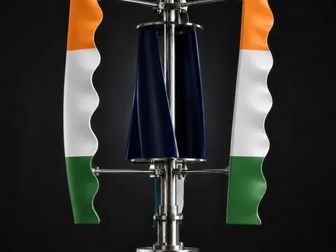 GIVARA ONE in tricolour — saffron, white and green outer blades around its deep-indigo inner rotor.