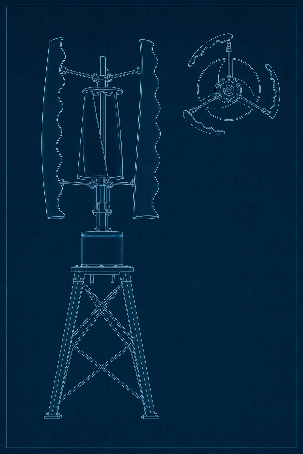 GIVARA ONE engineering drawing — the dual-rotor geometry.