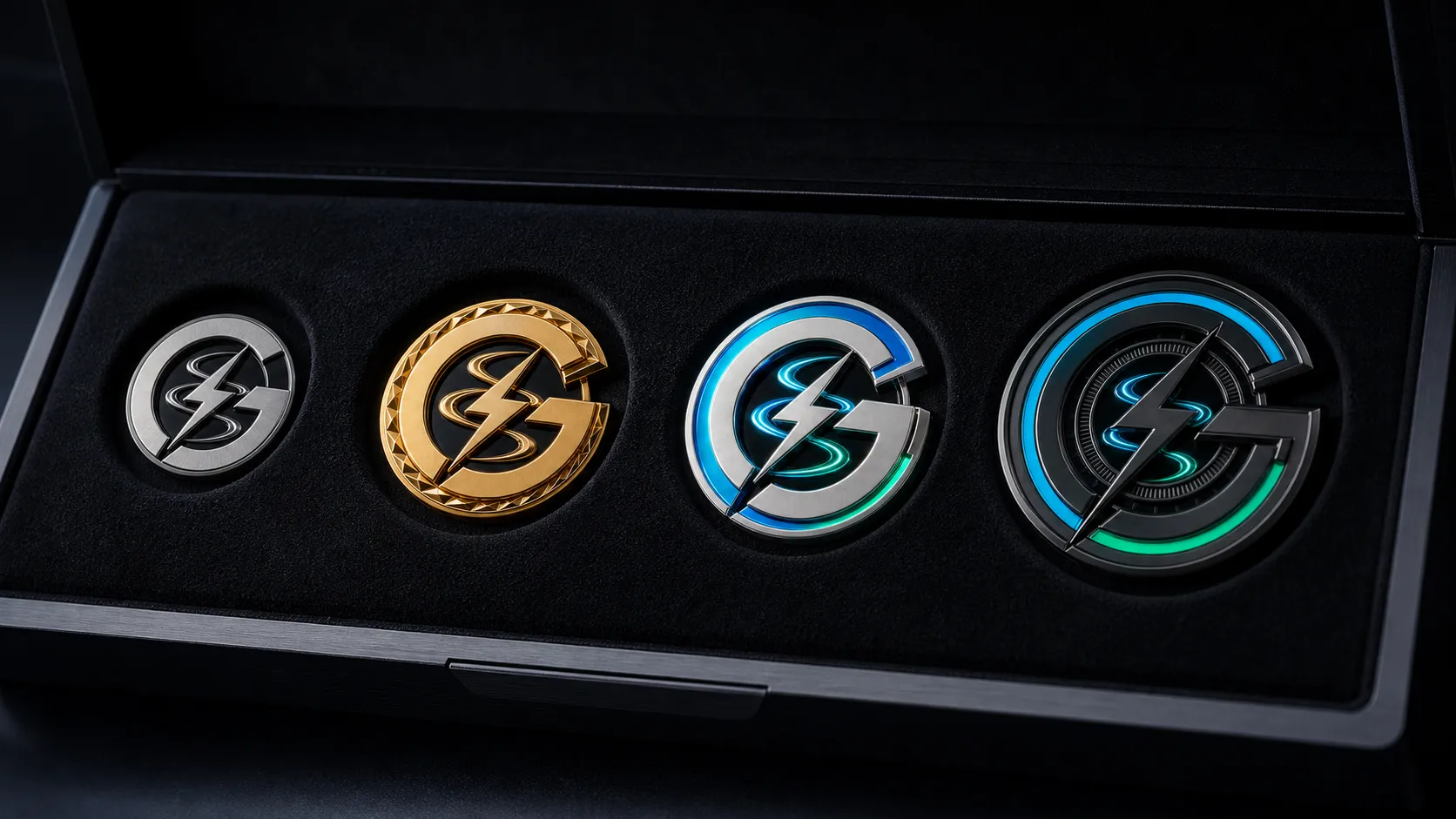 Concept presentation case containing the Silver, Gold, Platinum and Founder’s Circle GIVARA partner regalia.